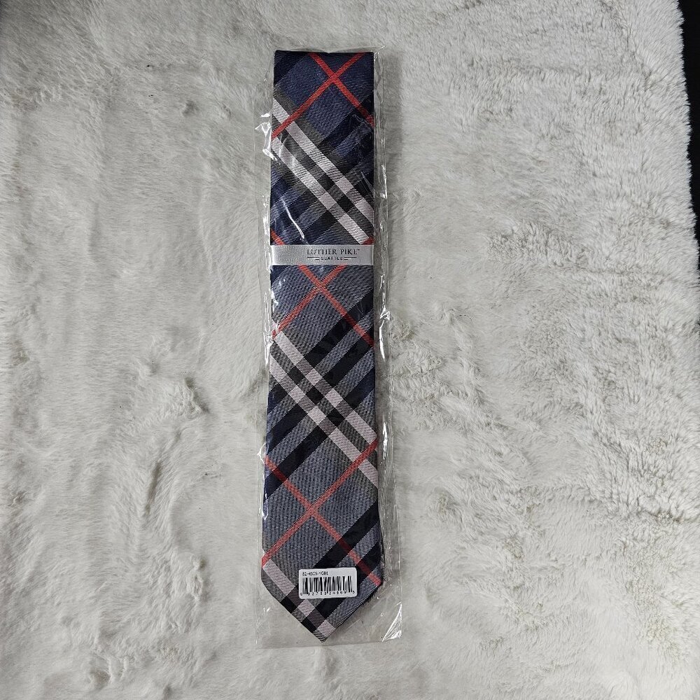 NWT Luther Pike Seattle Navy Red Plaid Preppy Classic Business Tie